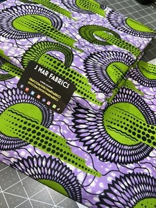Lavender, green & black Ankara (100% Cotton) - Picture 1 of 12