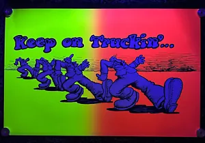 vintage 70s R Crumb keep on truckin psychedelic blacklight poster psych acid art - Picture 1 of 3