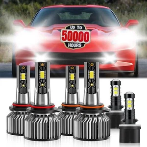 For Corvette C5 1997-2004 6500K LED Headlight Hi Low Beam Fog Light Bulbs Combo - Picture 1 of 11