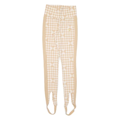 ADIDAS Checkerboard Stirrup Pants Womens Leggings Beige Skinny UK 6 W23 L27 - Image 1 of 4
