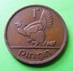 1946 Irish One Penny Coin Ireland Hen And Chicks Scarcer Year Old Vintage - Picture 1 of 2