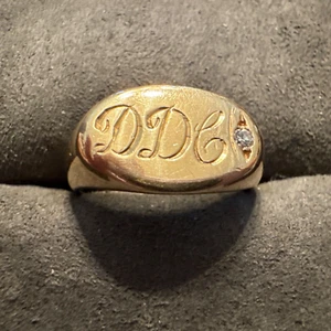 Vintage 14K Gelbgold DDC Initialen Diamant Siegelring - Bild 1 von 7