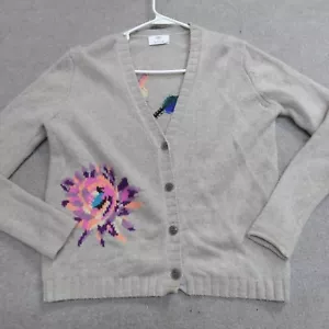 Allude Womens Cardigan Sweater Medium Beige Hummingbirds Cashmere - Picture 1 of 11