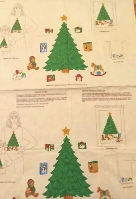 VIP Tela Cranston Árbol de Navidad Apliques Vintage Panel Parcial 2 Árboles Foto 1 de 4