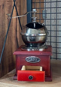 Rare Old Strong Antique Primitive Handmade Coffee Grinder With Wooden Cabinet - Picture 1 of 2