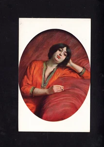 French Artist Signed  Sexy   Reclining Lady @ 1910 Salon De Paris Card - Picture 1 of 2