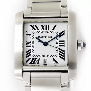 Cartier Tank Roman Index Automatic White Dial Ladies Steel Wrist Watch 2302 - Picture 1 of 20
