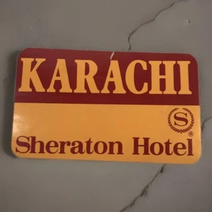 Vtg Luggage Label Sticker KARACHI SHERATON HOTEL PAKISTAN Travel Souvenir - Picture 1 of 5
