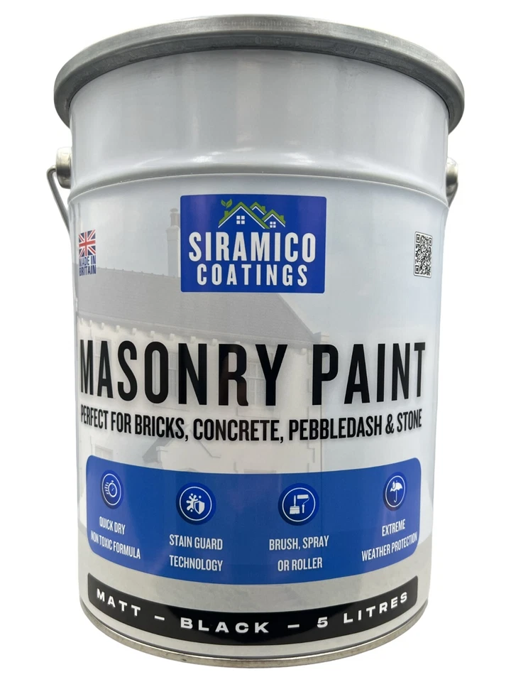 Masonry Paint One Coat All in One Primer & Sealer - White Grey Black Blue Green - Image 1 of 4