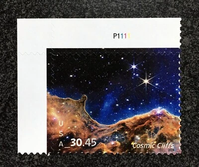 2024USA #5828 $30.45 Cosmic Cliffs - Plate Number Single - Express   Mint - Image 1 of 2