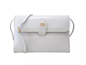 *Rare* GUCCI Shoulder Clutch Bag Purse Crossbody Leather White Vintage Authentic - Picture 1 of 24