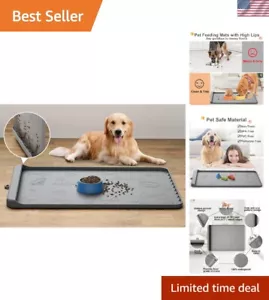 Durable Silicone Pet Feeding Mat - 36" x 24" with High Edges to Prevent Spills - Picture 1 of 9
