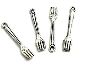 6 Vintage Pewter fork charms pendant for jewelry making free shipping /ch1 - Picture 1 of 2