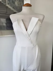 ITALY Overall Gr S / 36 Hochzeit Braut Weiß Trägerlos Corsage Taschen - Bild 1 von 9