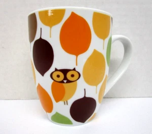Single Rachel Ray Little Hoot Coffee Cup Mug Owl Brown Orange Green Leaves K014 - Picture 1 of 9