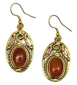 Anju Large Red Onyx Gemstone Earrings in Mixed Metal Setting - Picture 1 of 2