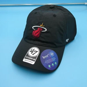 '47 Brand Miami Heat Hat Mens Back Strap Black Running Cap Basketball NBA New - Picture 1 of 7