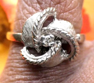 Vintage 14K White Gold .04 CT Diamond Rose Ring Women's Size 4.25 2.71 Grams - Picture 1 of 22