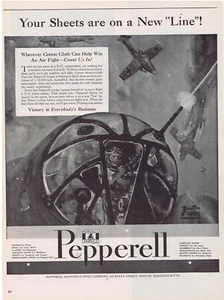 1943 WWII Pepperell Fabrics B-17 Air Battle Benton Clark Artwork Print Ad - Picture 1 of 1