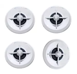 (Set/4) Chrome 14" Lancer Style Hubcaps Wheel Covers Crossbar Hot Rod Custom - Picture 1 of 6