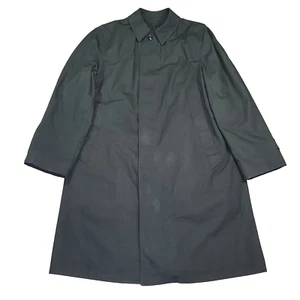 Vintage WEATHER JACK Mens L Black Long Duster Trench Coat Removable Faux Lining - Picture 1 of 15