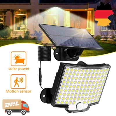 LED Solarleuchte Solarlampe Außen Fluter Sensor Strahler Mit Bewegungsmelder DE - Bild 1 von 4