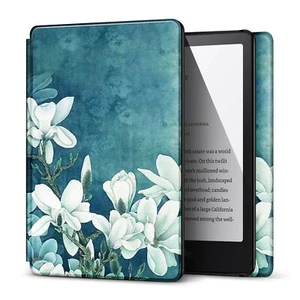 Case for Kindle Paperwhite 12th Gen 2024 - Slim Auto Sleep Cover, Blue Flower - Picture 1 of 7
