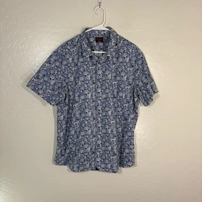 Camisa UNTUCKit Para Hombres 2XL Azul Rajpal Calce Ajustado Manga Corta Estampado Algodón Foto 1 de 4