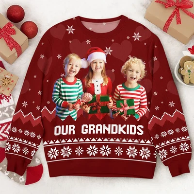 Персонализированный свитер для внуков, наш внуков уродливый рождественский свитер - Изображение 1 из 4