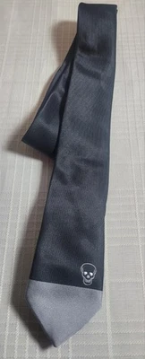 Skull Print Necktie Black Youth 8-14 Halloween Punk Goth Rock Emo - Image 1 of 4