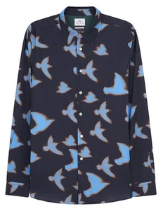 Ps Paul Smith Mens Regular Fit Shadow Birds Shirt X-Large Dark Navy - NWT $195 - Picture 1 of 5
