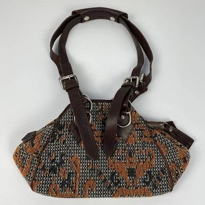 Vivienne Westwood Abstract Printed Tweed Orb Handle Bag Y2K - Image 1 of 4