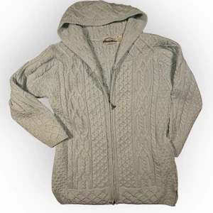 Aran Crafts Ireland Damen hellgrün Merinowolle Strickjacke Hoodie Medium Pullover Reißverschluss - Bild 1 von 9