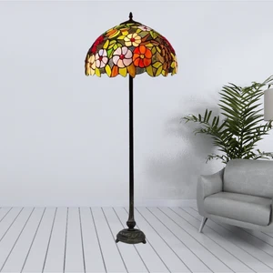 Flower Design Floor Lamp Tiffany Style Stained Glass Bedroom Home Living Bedroom - Picture 1 of 12