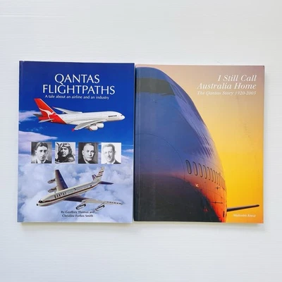 2 x Qantas Books Flightpaths/I Still Call Australia Home Story 1920 - 2005 - image 1 of 4