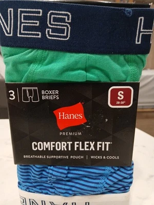 Hanes Premium Comfort Flex Fit Men's Boxer Briefs Multicolored Size Small 3 Pack - Image 1 of 4