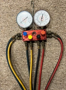VINTAGE Snap-On Tools A/C  Refrigeration GAUGES Dual Manifold ,R12/ R22 / R502 - Picture 1 of 10