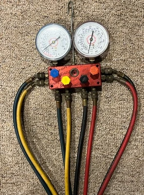 VINTAGE Snap-On Tools A/C  Refrigeration GAUGES Dual Manifold ,R12/ R22 / R502 - Image 1 of 4