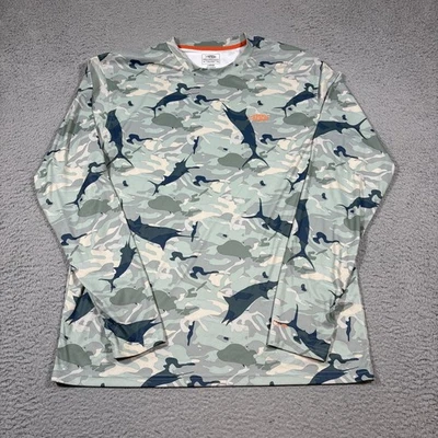 AFTCO Fishing Shirt Mens Sz L Multicolor Camo Long Sleeve Performance UPF 50 - Image 1 of 4