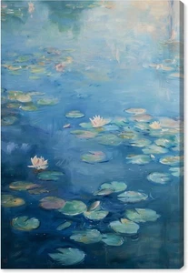 Almohadillas de lirio Art Remedy en galería de azules envueltas 15L x 10W,  - Imagen 1 de 7