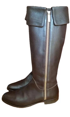 Pollini Italy Brown Leather Tall Boots Luigina Size US 8.5 EU 39 Golden Zipper - Image 1 of 4