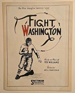 Spartito canzone squadra calcio Washington University 1927 con testo, libretto  - Foto 1 di 6