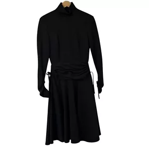 Escada Dark Gray New Wool Long Sleeve Sweater Dress Size M Fit and Flare Career - Picture 1 of 8