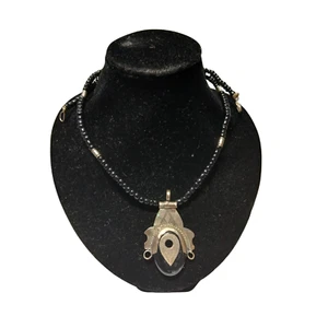 Handcrafted Tuareg Berber Necklace with black Gemstone, Unique Ethnic Jewelry - Picture 1 of 3