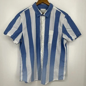 American Eagle Short Sleeve Button Shirt Men's XL Blue Striped Classic Fit - Picture 1 of 9