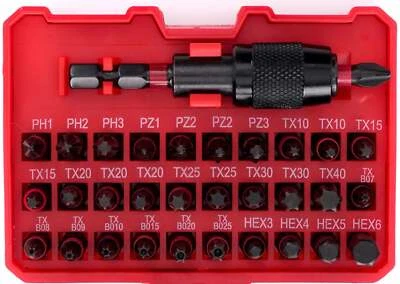 Bit-Sortiment 32-tlg. Schlagfeste Bits für Schlagschrauber Bithalter Bit-Satz - Bild 1 von 4