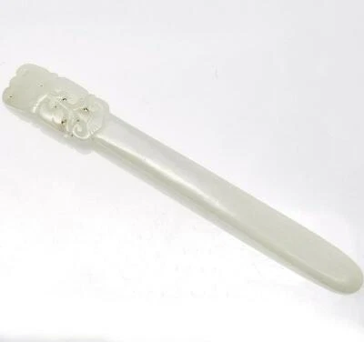 Antique Translucent Pale Green Jade Carved Buckle - Image 1 of 4