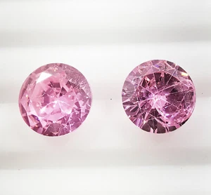 14.00 Ct Pair Pink Zircon Round Shape Loose Gemstones 10.00x10.00x5.60 MM - Picture 1 of 5