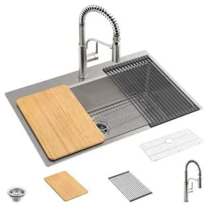 Kohler Provo 33" Dual Mount Single-bowl Kitchen Sink Kit 35963-1PC-NA Stainless - Picture 1 of 8