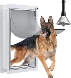 Pet Door for Wall with Aluminum Lock, Double Flaps for Pets Up to 220 Lb - XL - Picture 1 of 11